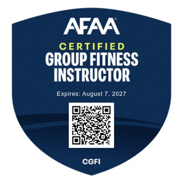 AFAA Certified Group Fitness Instructor credential badge