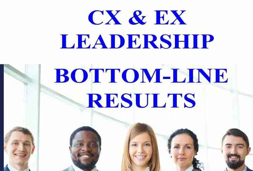 CX & EX Leadership — Bottom-Line Results promotional graphic with five business professionals