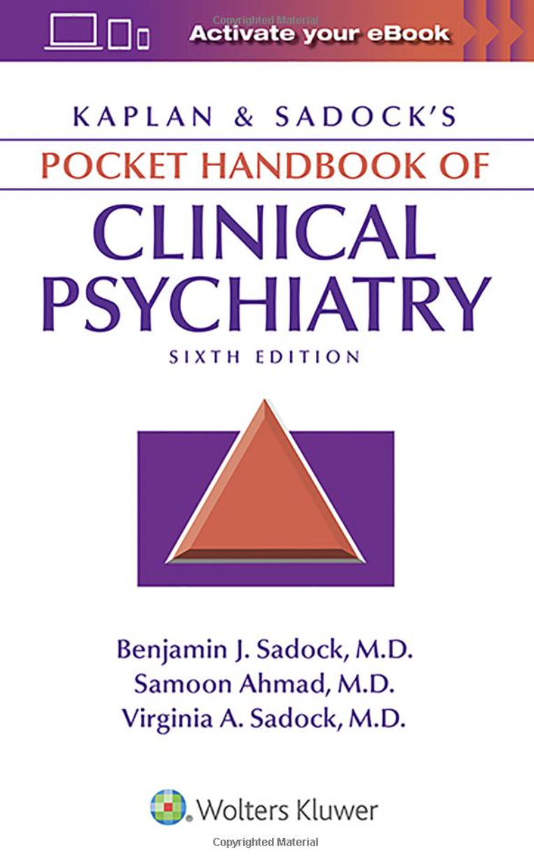 Book cover: Kaplan & Sadock’s Pocket Handbook of Clinical Psychiatry, 6th Edition