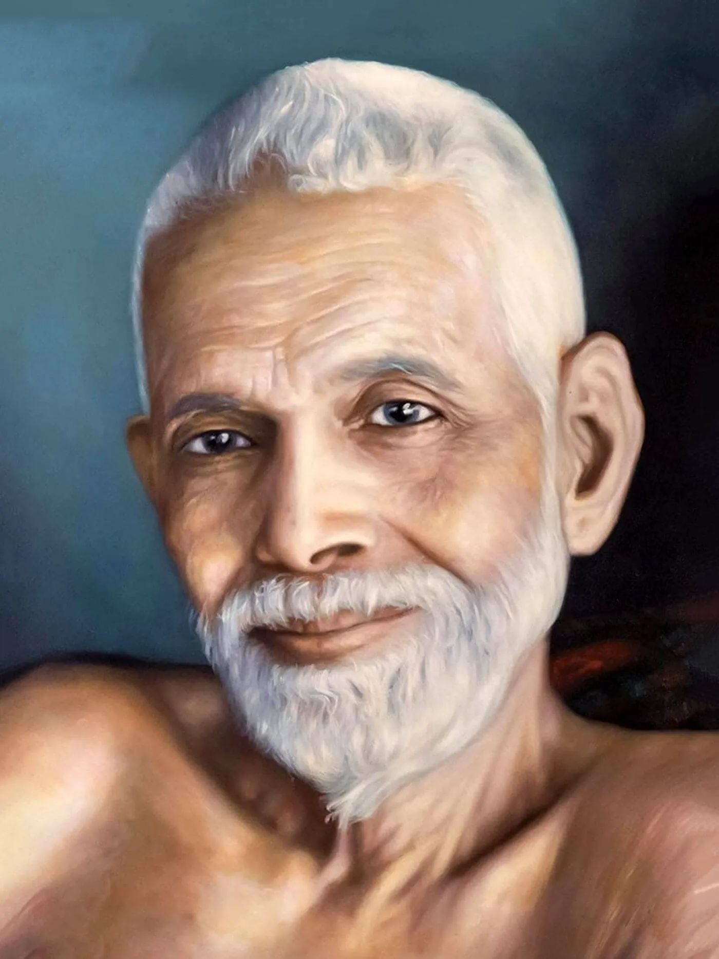 Painted portrait of Sri Ramana Maharshi
