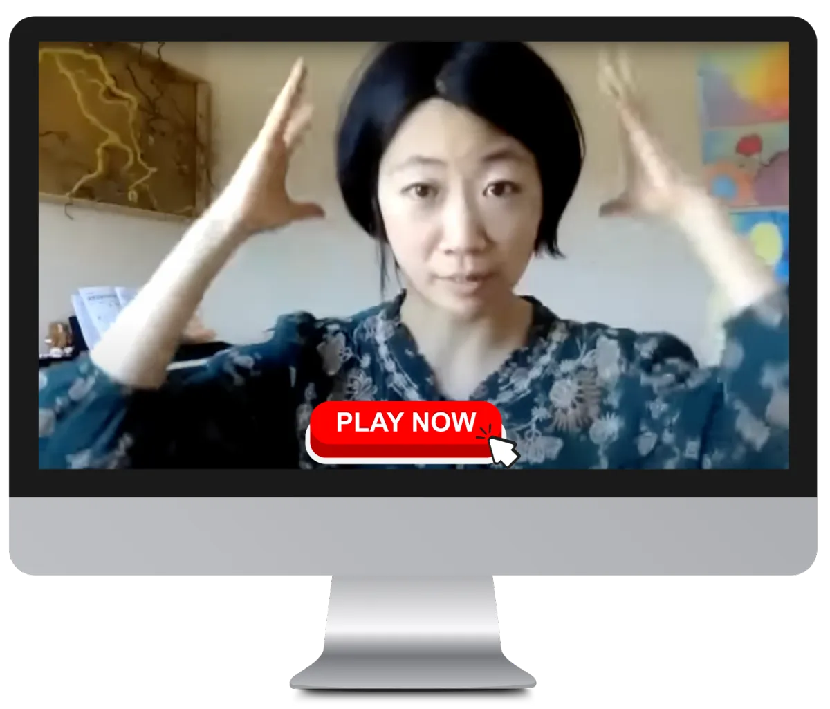 Anna Choi demonstrating a qigong moving meditation on screen