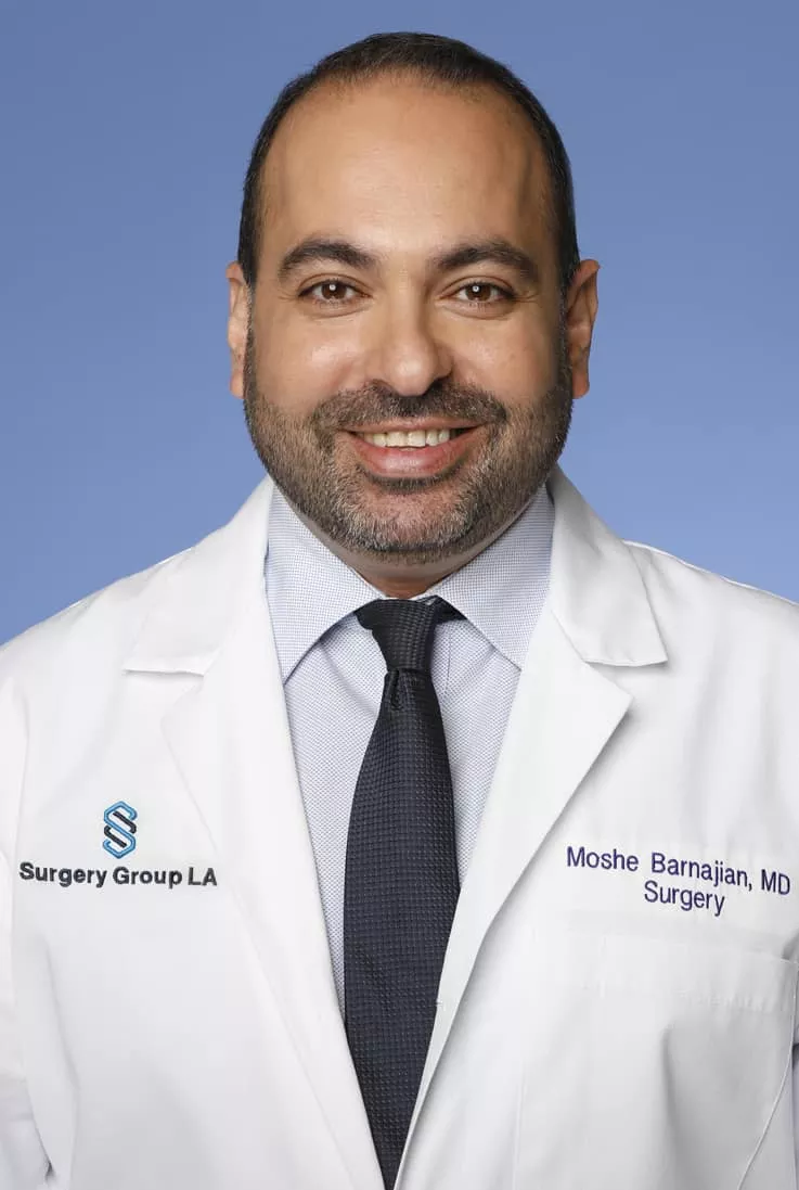 Portrait of Dr. Moshe Barnajian in a Surgery Group LA white coat
