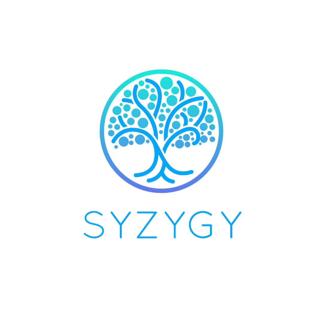Syzygy Global tree-of-life logo mark in blue and violet gradient