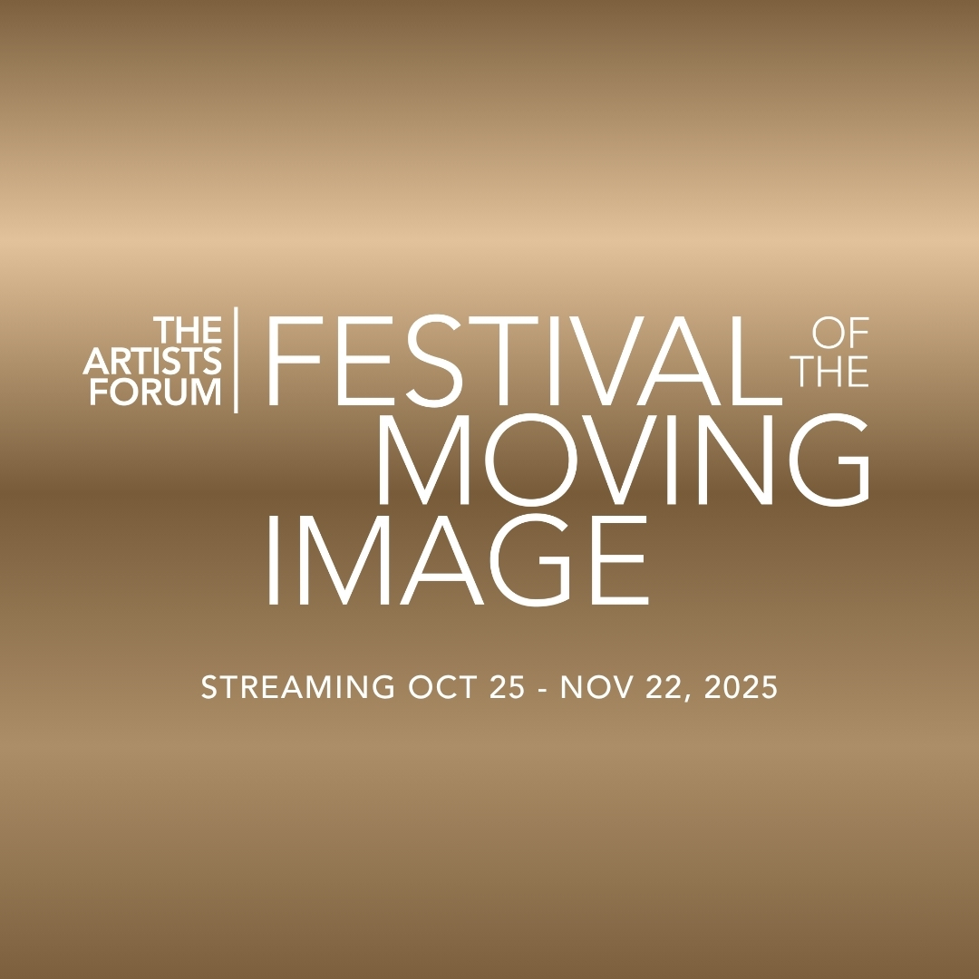 Gold promotional graphic for The Artists Forum Festival of the Moving Image