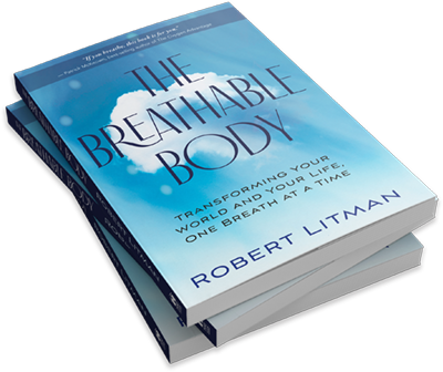 Smaller product shot of stacked copies of The Breathable Body by Robert Litman