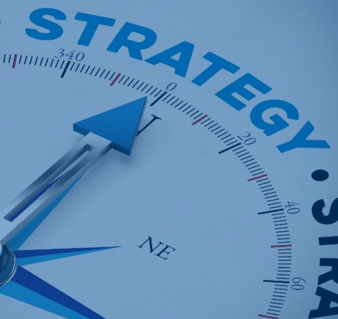 Strategy compass pointing to the word STRATEGY