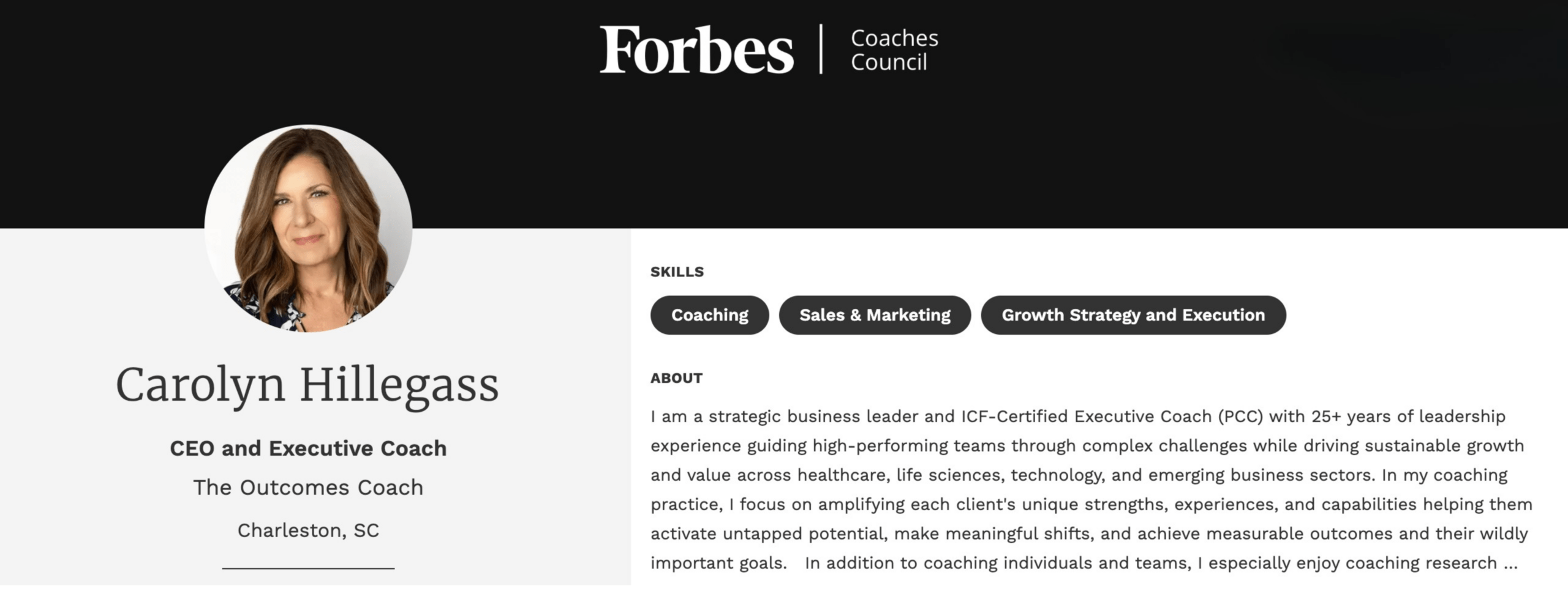 Carolyn Hillegass Forbes Coaches Council profile