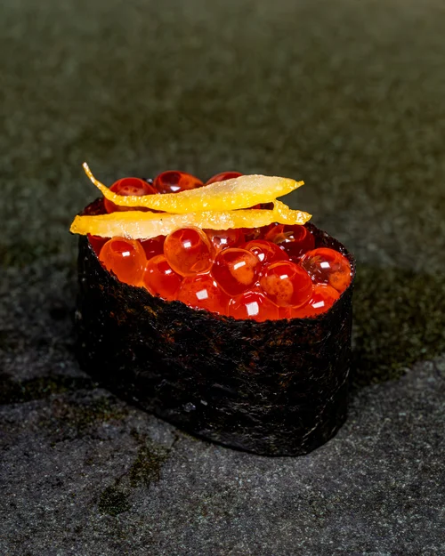 Ikura gunkan with yuzu zest