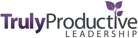 Truly Productive Leadership — wordmark with purple leaf sprout