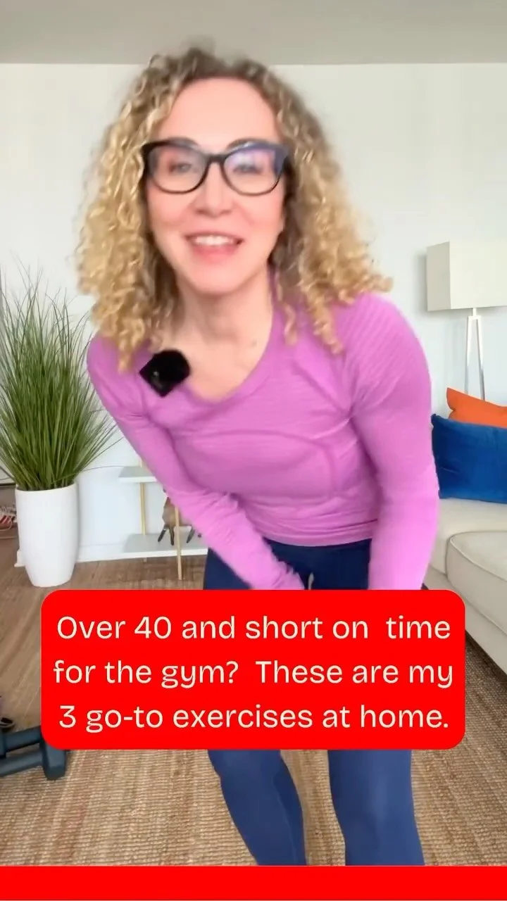 Instagram reel: Mila in a pink top on her three go-to home exercises