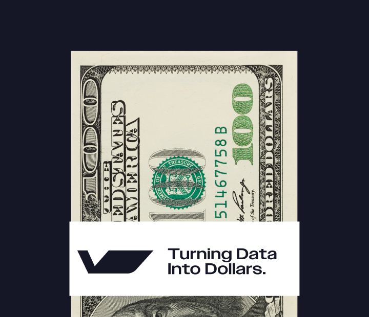US $100 bill with the Velocity logo and the line Turning Data Into Dollars