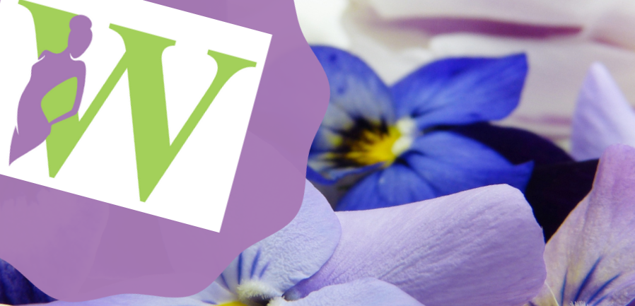 Walters Wellness Group logo mark over soft purple pansy background