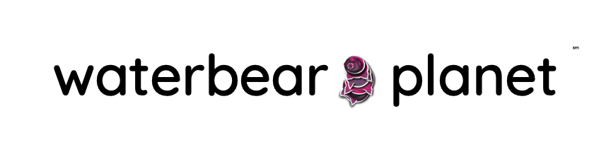 Waterbear Planet logo with tardigrade water bear mascot