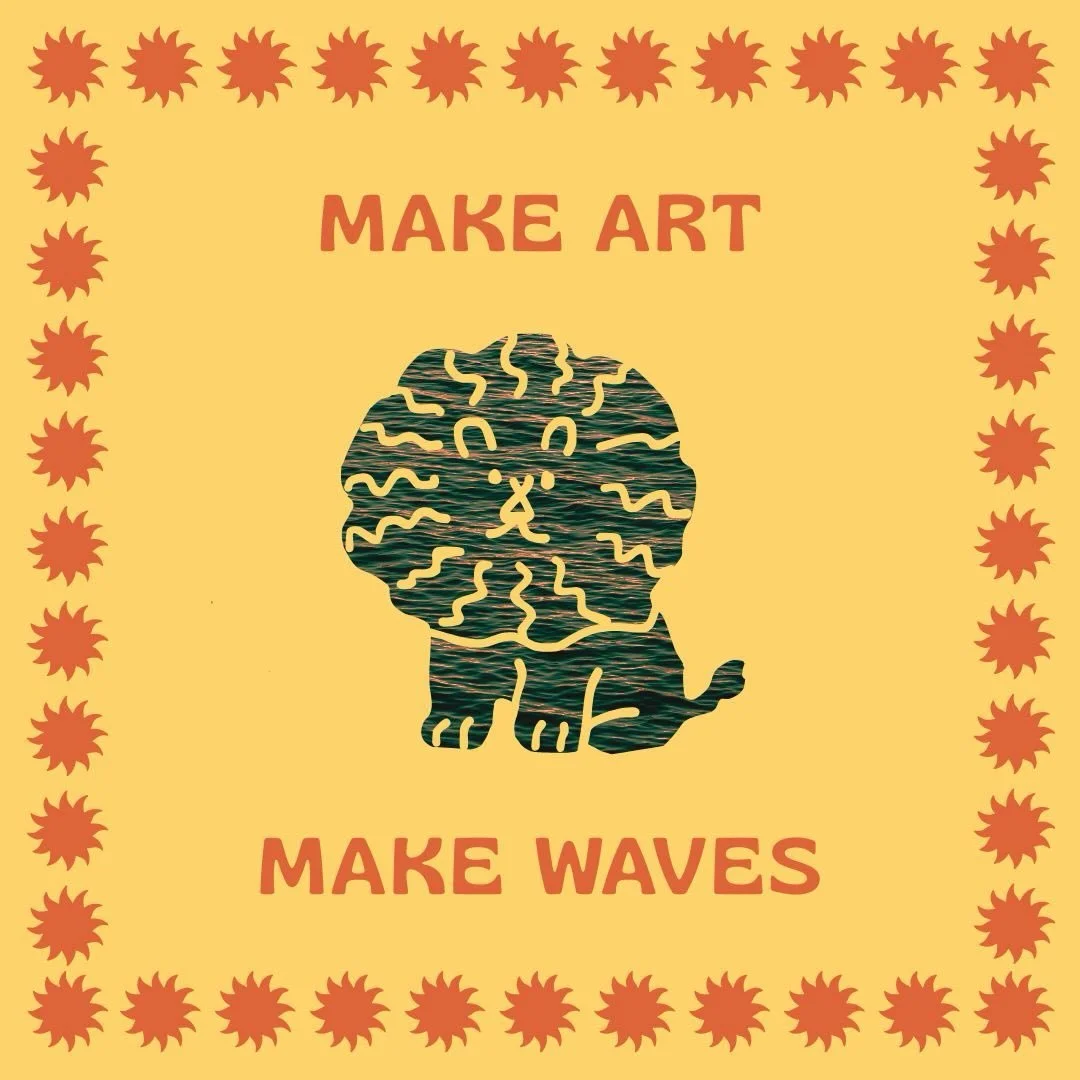 Make Art Make Waves — lion illustration on yellow