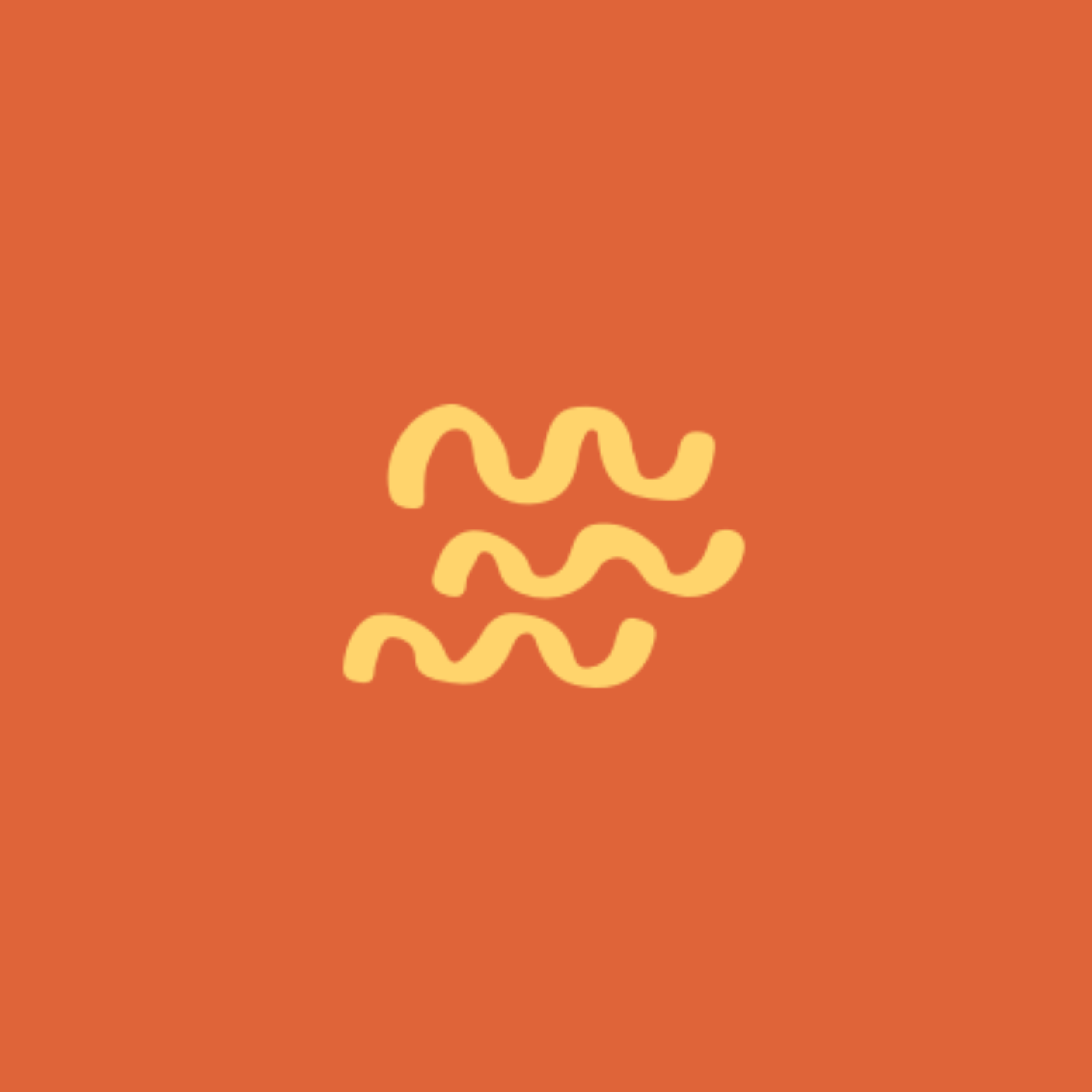 Waveflow brand icon — three yellow wavy lines on an orange background