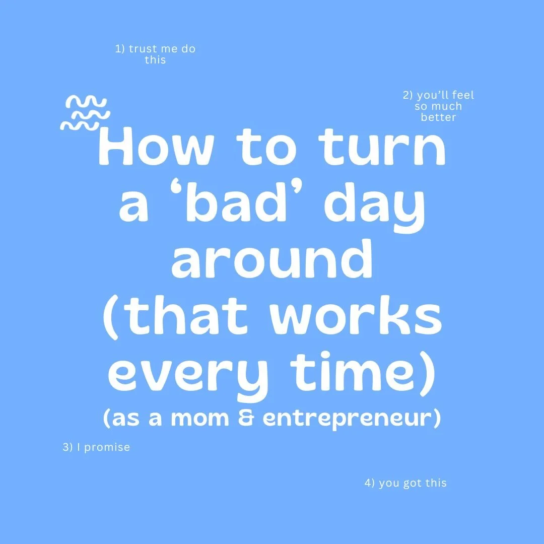 How to turn a bad day around — white text on blue