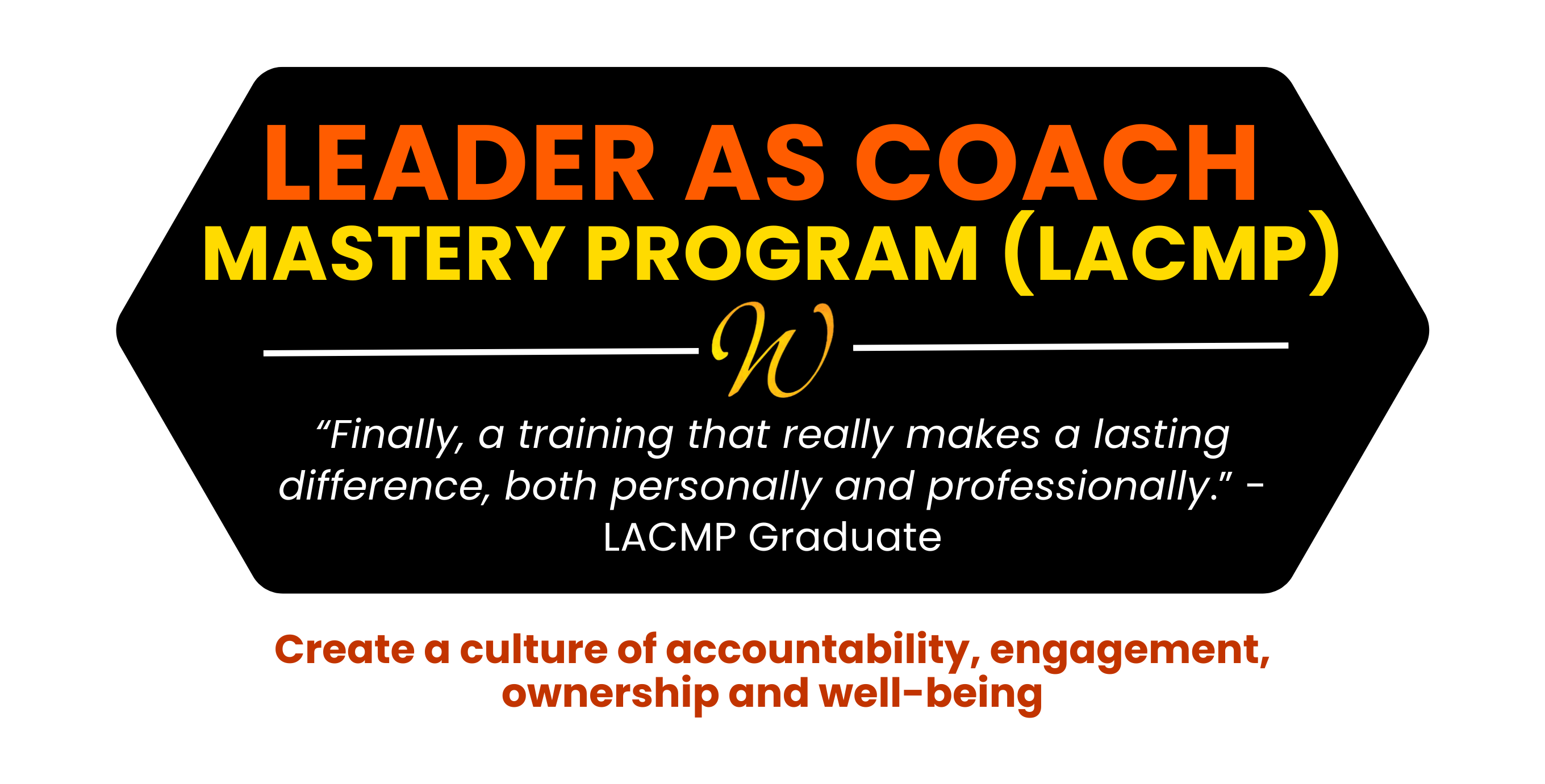 Leader as Coach Mastery Program promotional badge with graduate quote