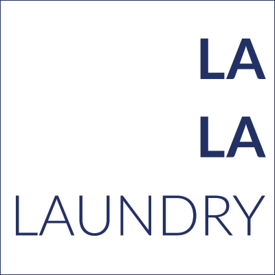 La La Laundry wordmark logo, navy text on white