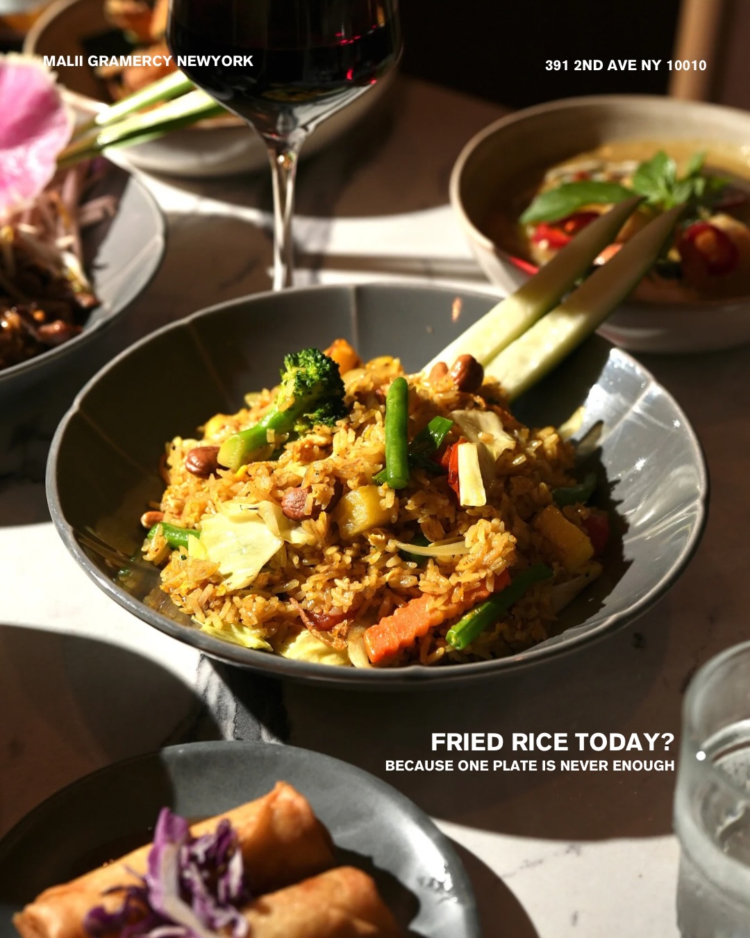 Bowl of Thai fried rice with vegetables
