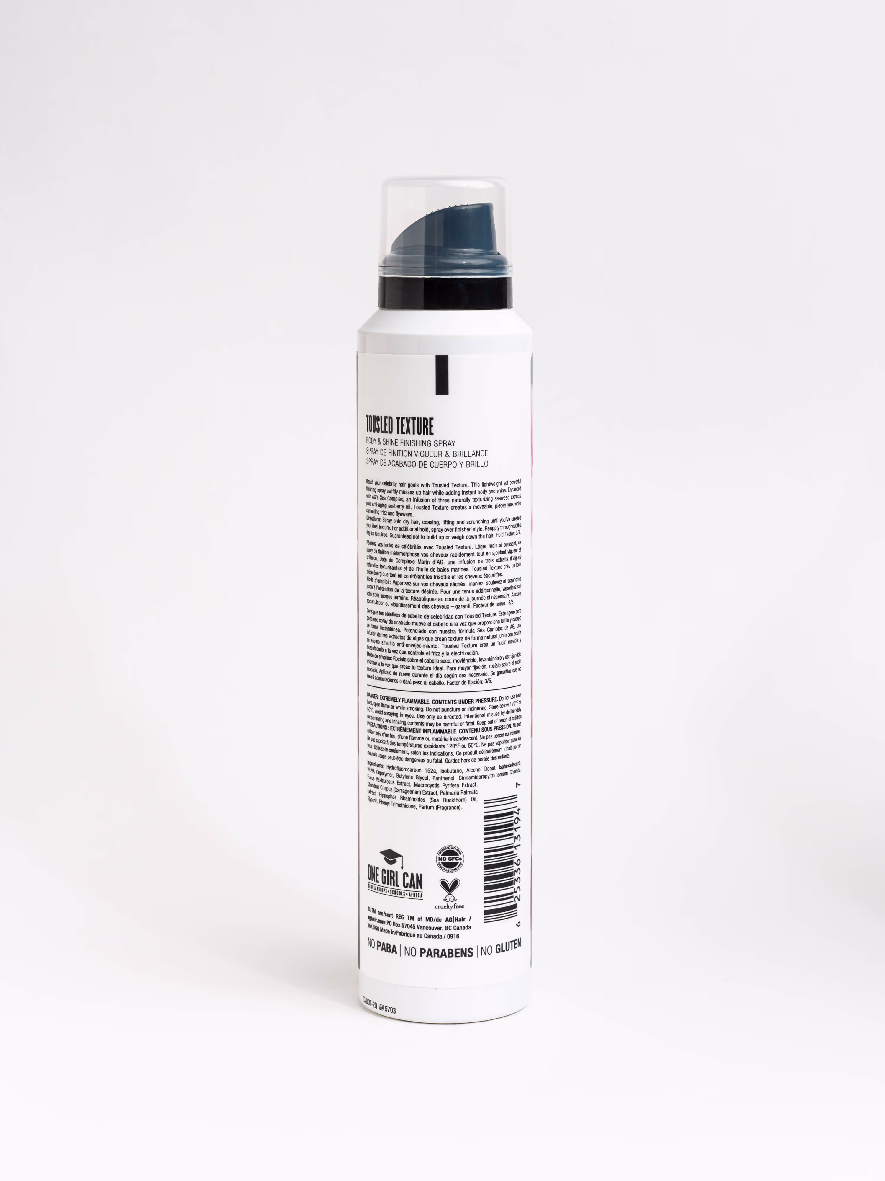 AG Tousled Texture can, reverse side with product details