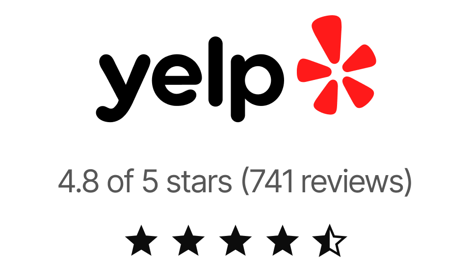 Yelp rating badge: 4.8 of 5 stars from 741 reviews