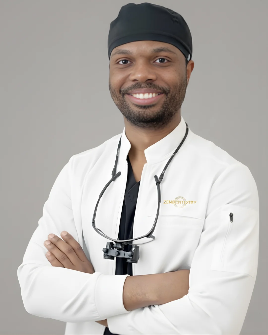 Zen Dentistry dentist with surgical cap and loupes