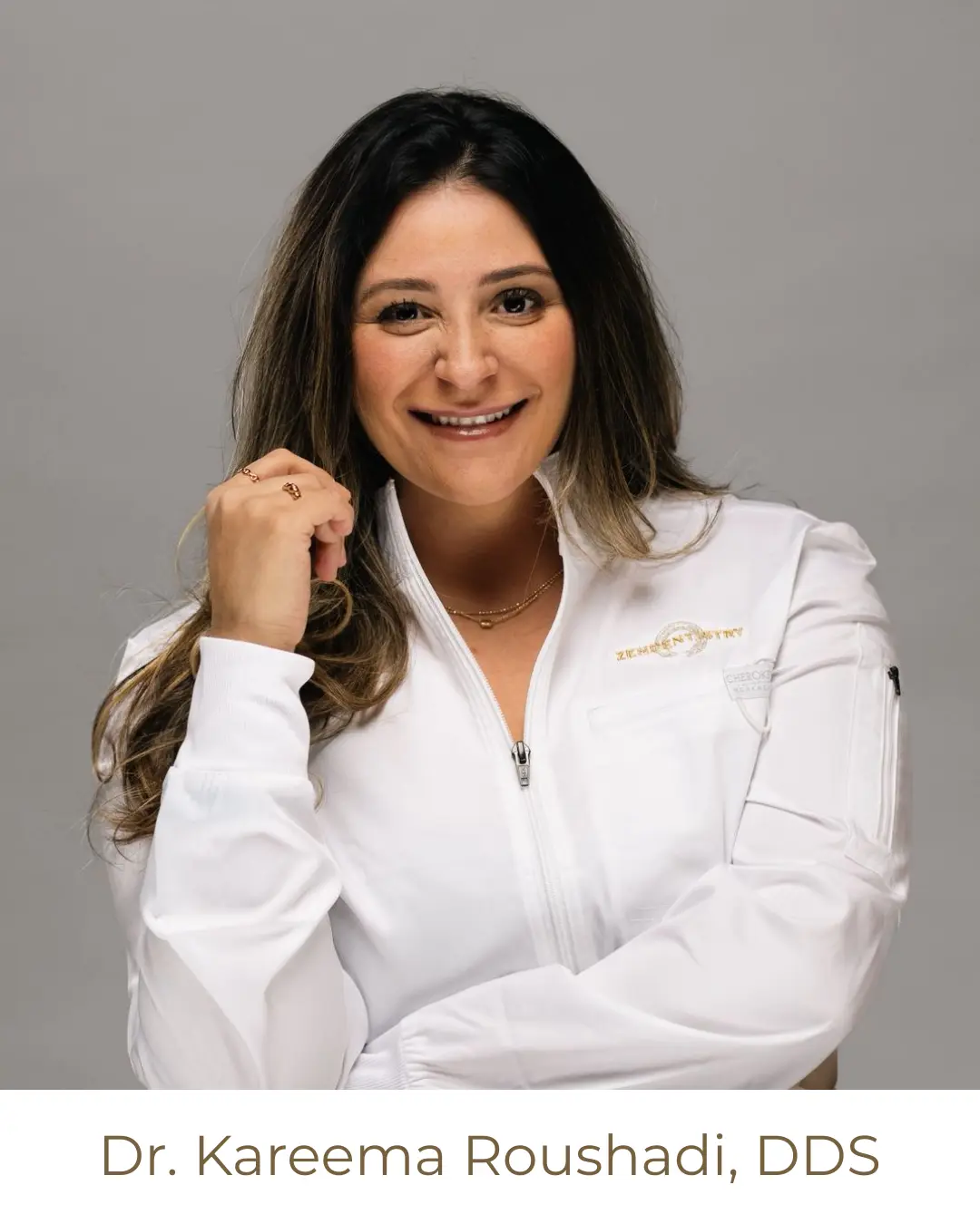 Dr. Kareema Roushadi, DDS, captioned portrait